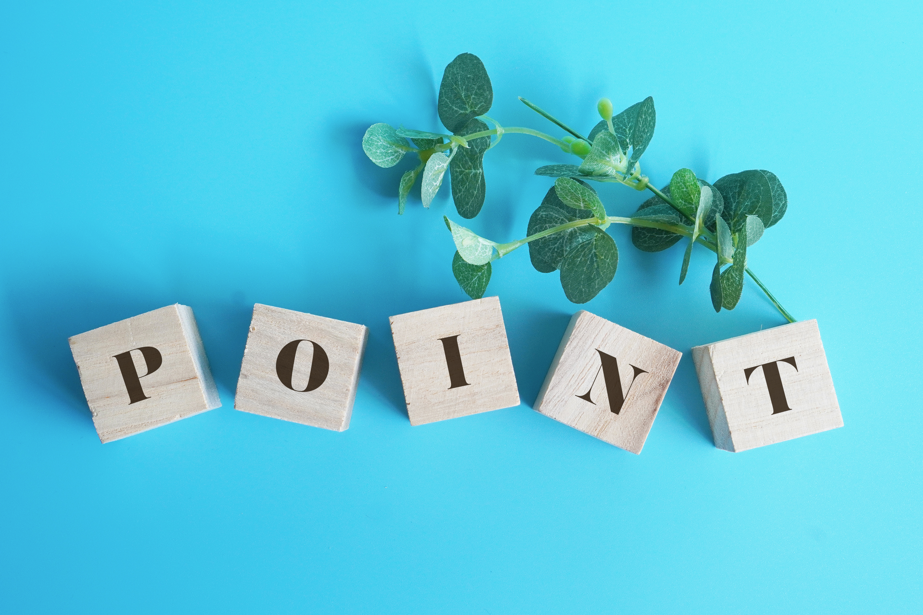 インハウスSEO(内製化)を成功させるための重要なポイントをまとめたセクションを示す、POINTの文字が入ったウッドブロック。