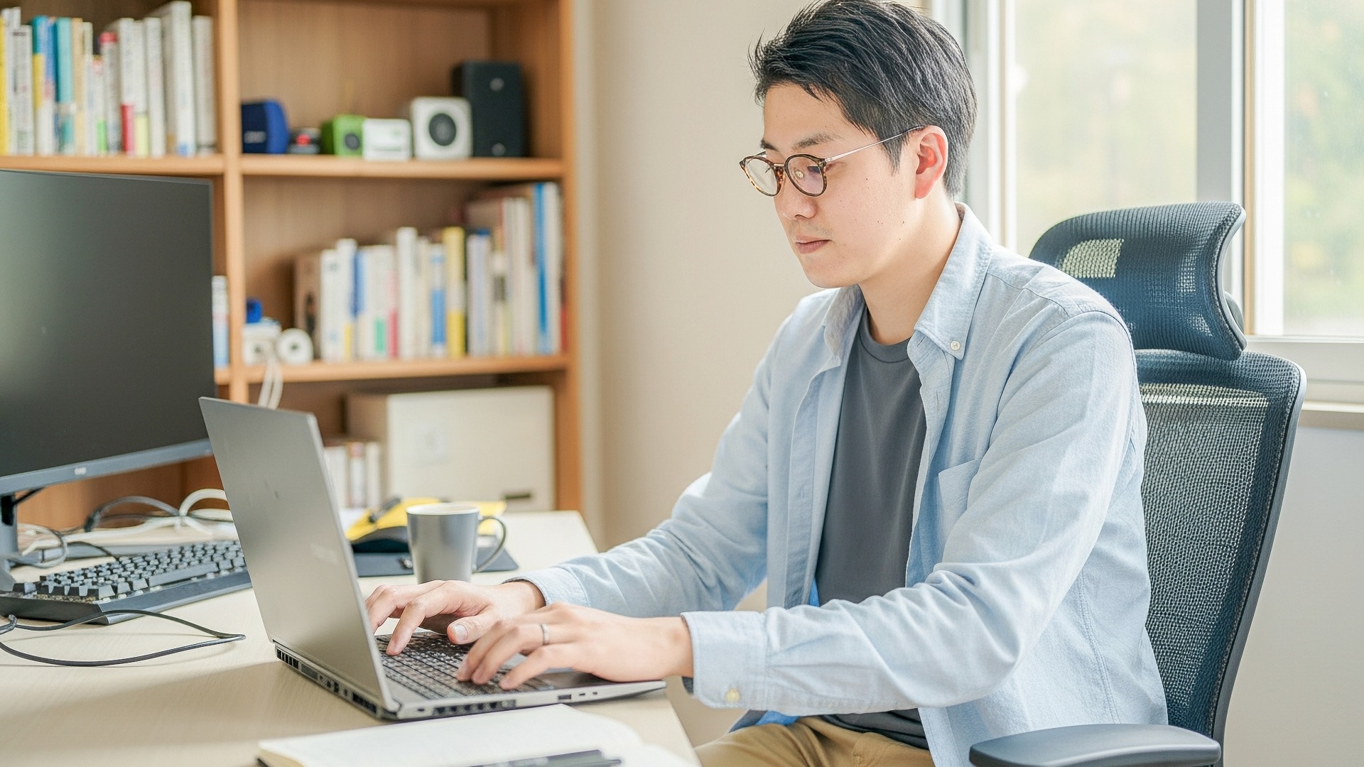 リモートワークでオウンドメディアのKPI進捗を確認し、改善案をレポートにまとめるコンテンツディレクター。